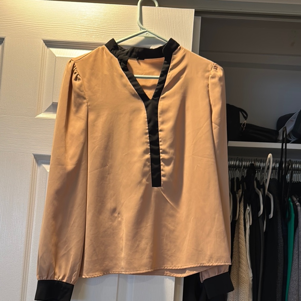 Elegant Tan and Black Women's Top